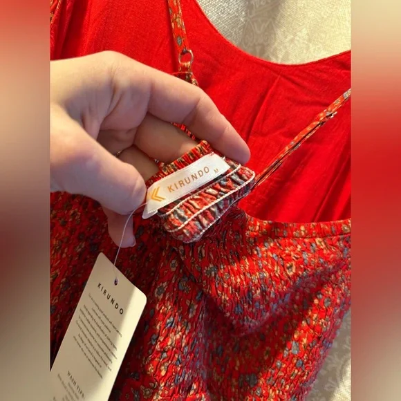 NWT Floral Red boho Maxi Dress M - Picture 12 of 13